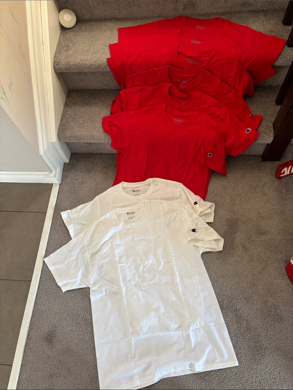 new Champion Red & White Crewneck T-Shirt Pack （8 pieces）
